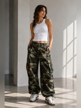 Vintage US Army Woodland Camo Cargo Pants XL Regular Military Baggy